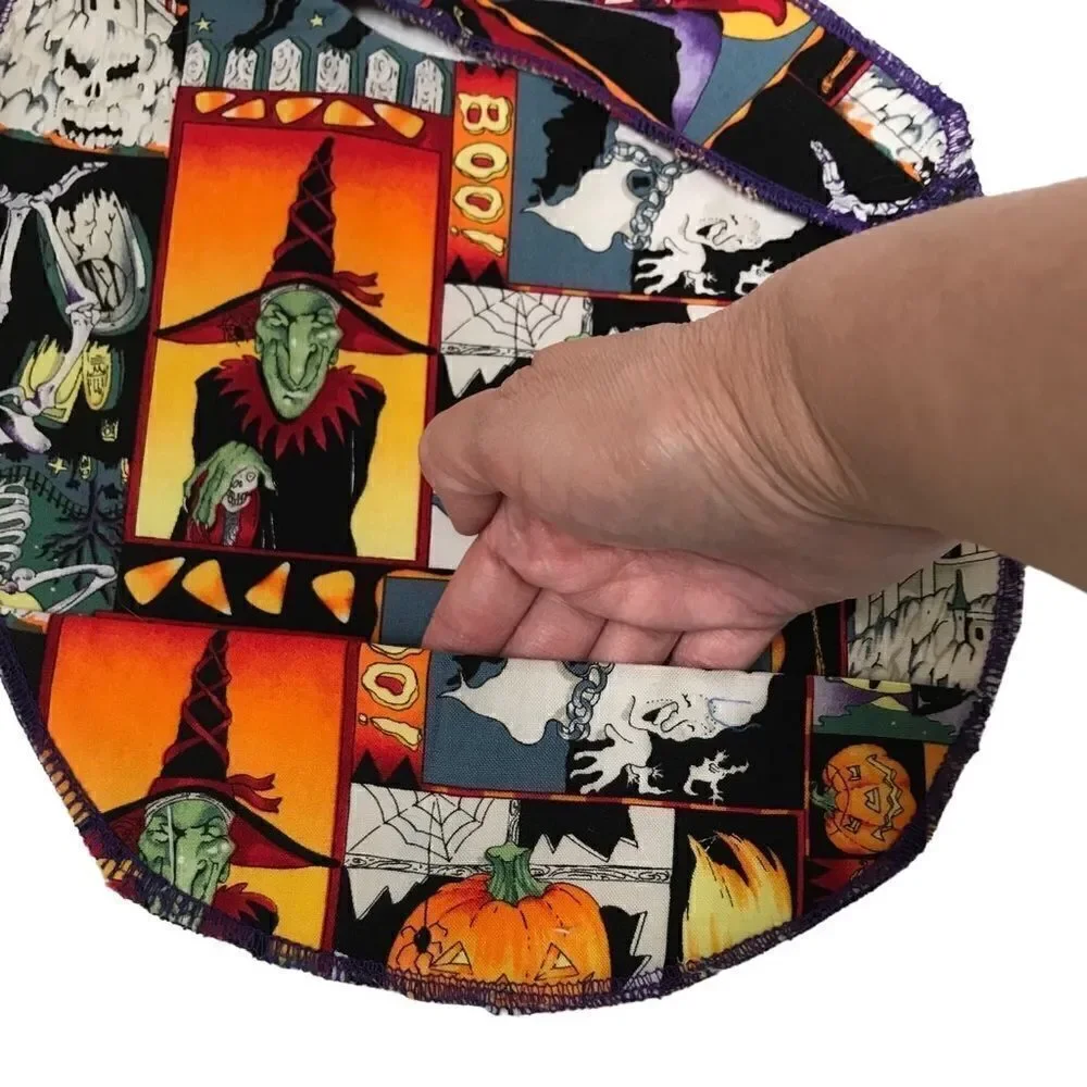 Handmade Halloween collage machine washable bib OS‎